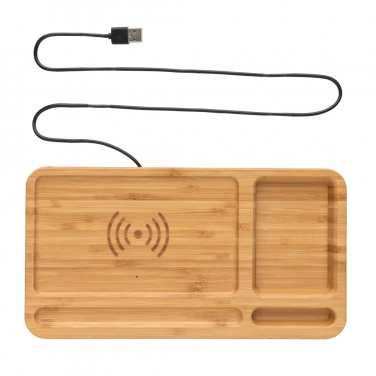 Logotrade advertising products photo of: Bamboo desk organiser 10W wireless charger