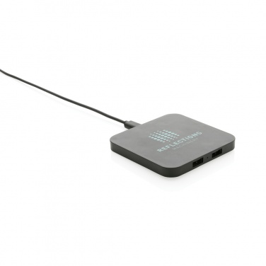 Logo trade corporate gifts picture of: RCS recycled plastic 10W Wireless charger with USB Ports