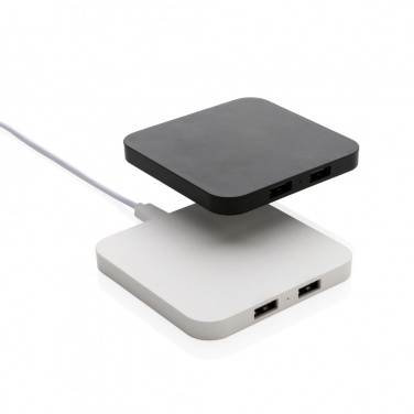 Logotrade promotional gift picture of: RCS recycled plastic 10W Wireless charger with USB Ports