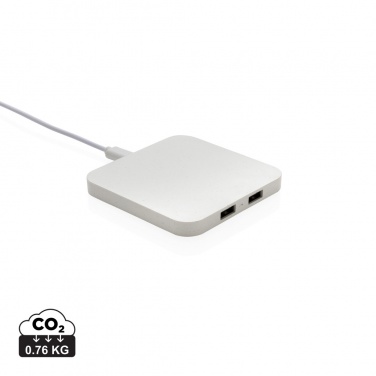 Logo trade advertising product photo of: RCS recycled plastic 10W Wireless charger with USB Ports