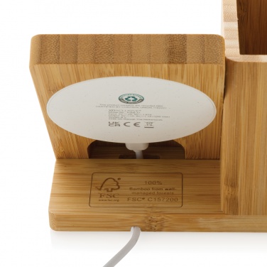 Logo trade corporate gift photo of: Calgary bamboo 10W wireless charger