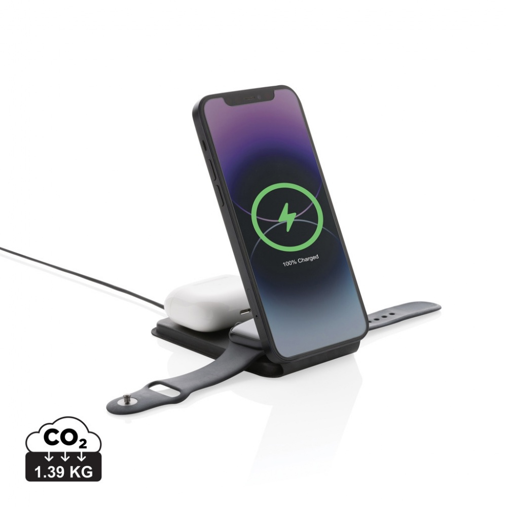 Logotrade advertising product image of: Swiss Peak RCS rPU 15W  3-in-1 magnetic wireless charger