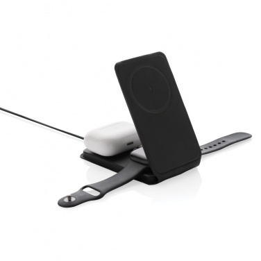 Logo trade promotional gift photo of: Swiss Peak RCS rPU 15W  3-in-1 magnetic wireless charger