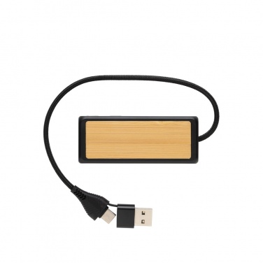 Logotrade promotional items photo of: Link RCS recycled plastic and bamboo dual Input USB hub