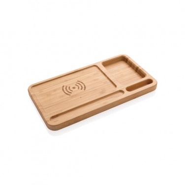 Logotrade promotional merchandise picture of: Bamboo desk organiser 5W wireless charger