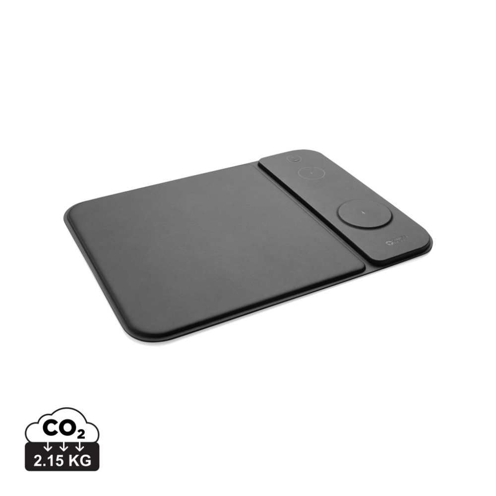 Logotrade promotional gift picture of: Swiss peak RCS recycled PU 15W 3 in 1 charging mousepad