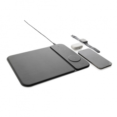 Logo trade promotional products image of: Swiss peak RCS recycled PU 15W 3 in 1 charging mousepad