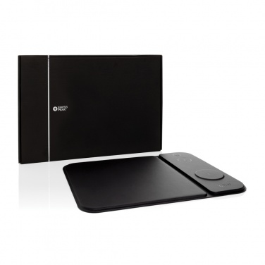 Logo trade business gift photo of: Swiss peak RCS recycled PU 15W 3 in 1 charging mousepad