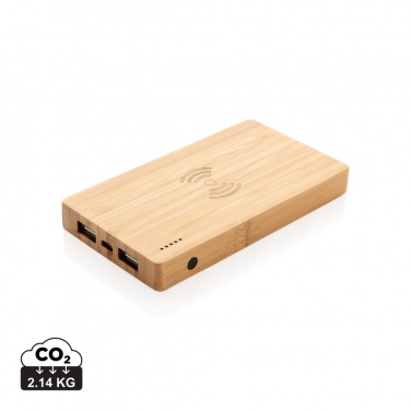 Logotrade business gift image of: Bamboo 4.000 mAh wireless 5W Powerbank