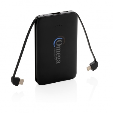 Logotrade promotional item picture of: 5.000 mAh Pocket Powerbank with integrated cables