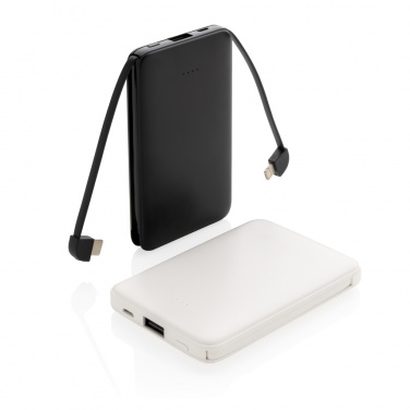 Logotrade promotional product image of: 5.000 mAh Pocket Powerbank with integrated cables