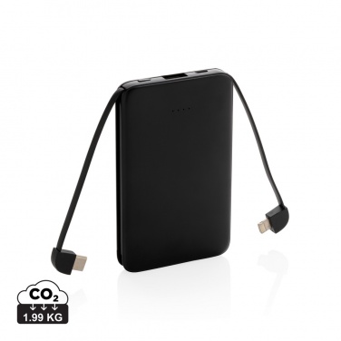 Logo trade business gift photo of: 5.000 mAh Pocket Powerbank with integrated cables