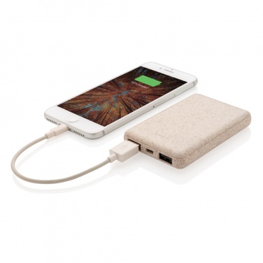 Logo trade promotional giveaways image of: Wheat Straw 5.000 mAh Pocket Powerbank