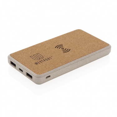 Logotrade promotional item picture of: Cork and Wheat Straw 8.000 mAh 5W wireless powerbank