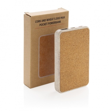 Logotrade business gift image of: Cork and Wheat 5.000 mAh pocket powerbank