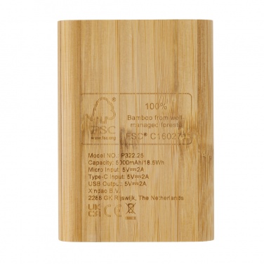 Logo trade corporate gifts image of: Bamboo 5.000 mAh powerbank