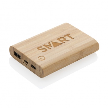 Logo trade promotional giveaways picture of: Bamboo 5.000 mAh powerbank