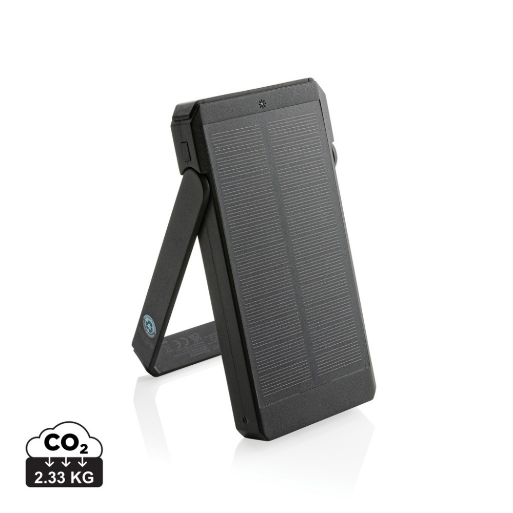 Logo trade promotional merchandise picture of: Skywave RCS recycled plastic solar powerbank 10000 mAh