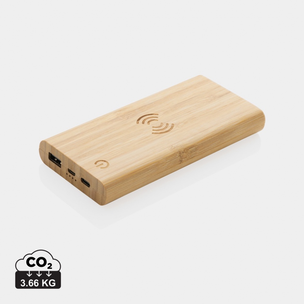 Logo trade advertising products image of: Bamboo 8.000 mAh 5W wireless powerbank