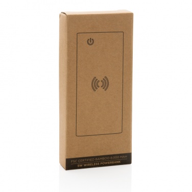 Logo trade promotional gift photo of: Bamboo 8.000 mAh 5W wireless powerbank