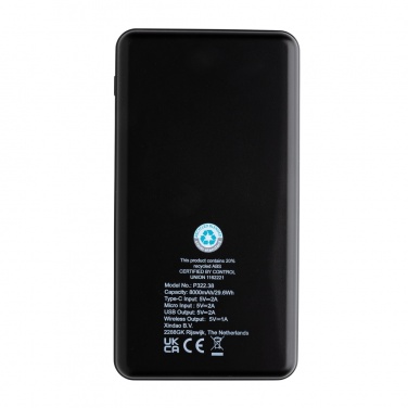 Logotrade promotional merchandise picture of: RCS recycled plastic 8000 mAh Wireless Powerbank