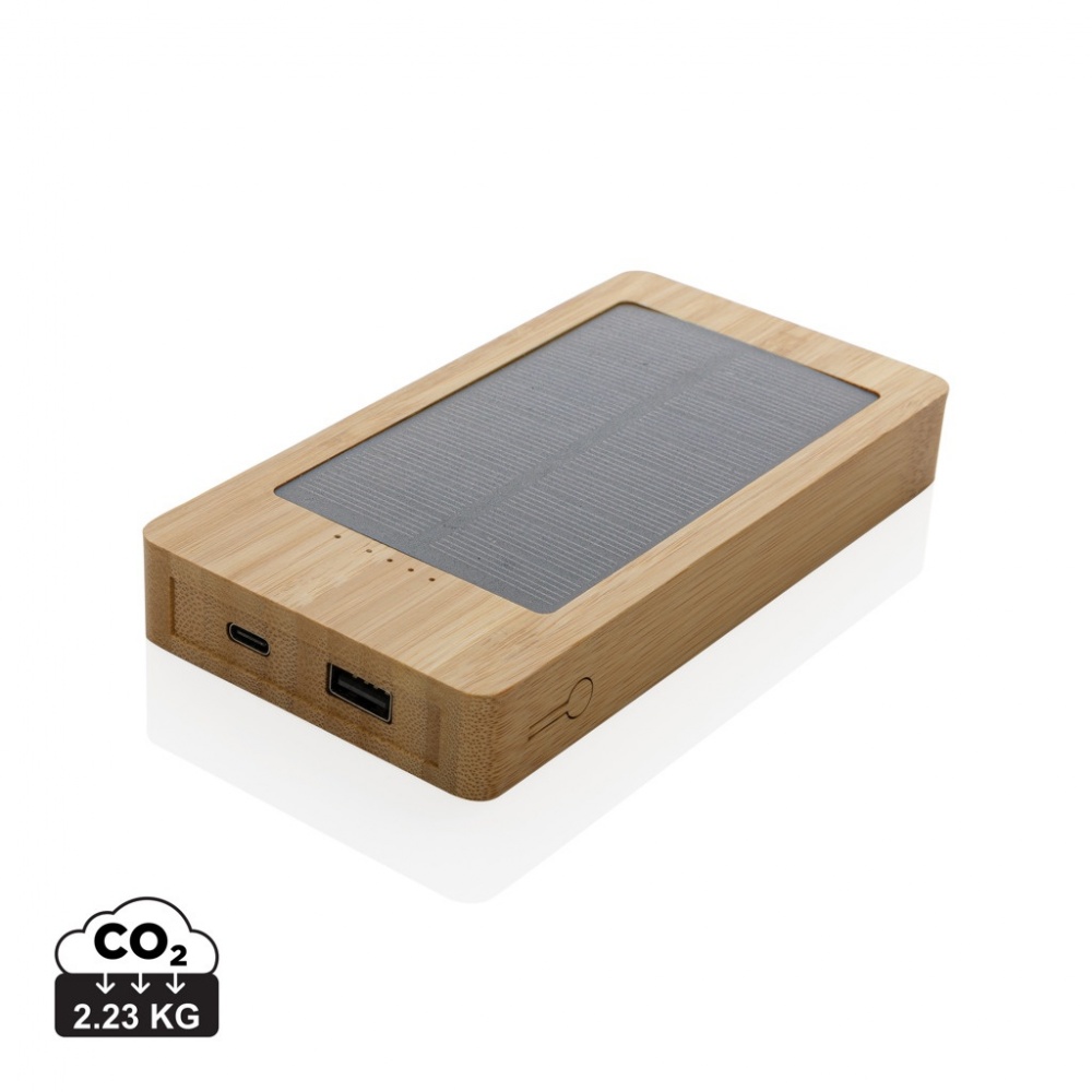 Logo trade promotional giveaways picture of: Sunwick 10.000 mAh Bamboo solar powerbank