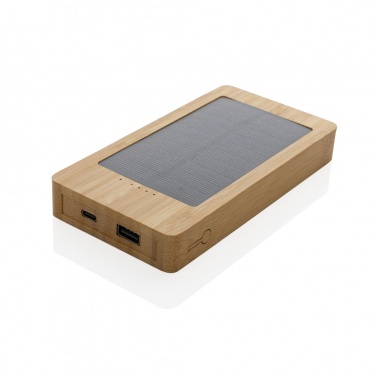 Logo trade advertising products picture of: Sunwick 10.000 mAh Bamboo solar powerbank