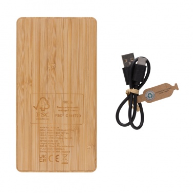 Logotrade promotional product image of: Sunwick 10.000 mAh Bamboo solar powerbank