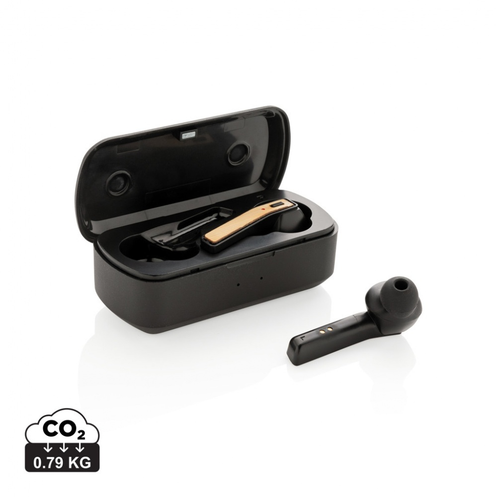 Logotrade promotional giveaway picture of: Bamboo Free Flow TWS earbuds in case