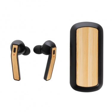 Logotrade promotional merchandise picture of: Bamboo Free Flow TWS earbuds in case