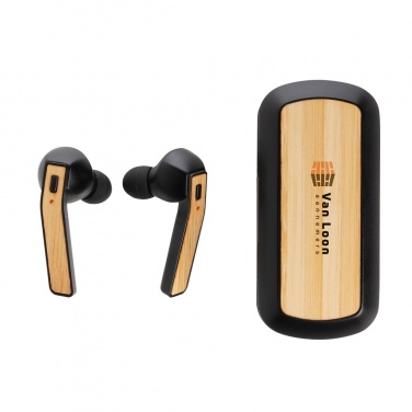 Logotrade promotional gifts photo of: Bamboo Free Flow TWS earbuds in case