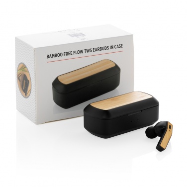 Logo trade promotional giveaway photo of: Bamboo Free Flow TWS earbuds in case