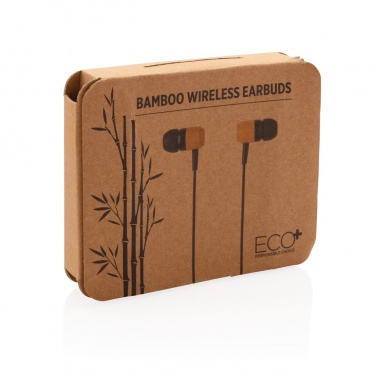 Logo trade promotional item photo of: Bamboo wireless earbuds