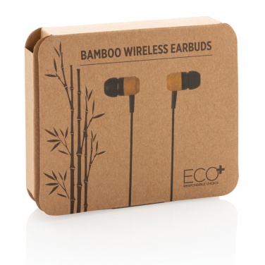 Logotrade promotional merchandise image of: Bamboo wireless earbuds