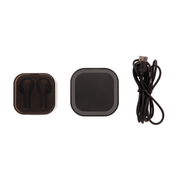 Logo trade promotional giveaways image of: TWS earbuds in wireless charging case