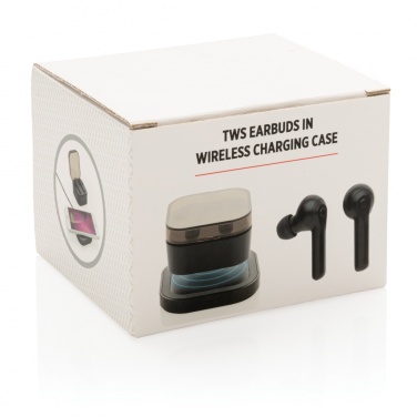 Logo trade promotional items image of: TWS earbuds in wireless charging case