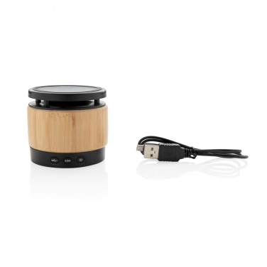 Logotrade advertising products photo of: Bamboo wireless charger speaker