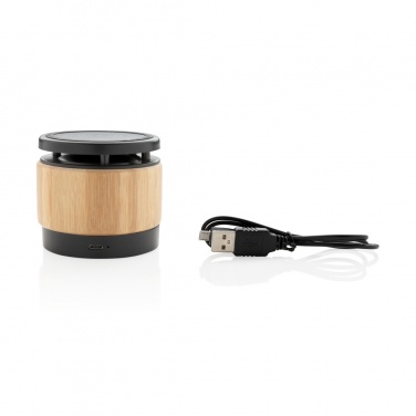 Logo trade business gifts image of: Bamboo wireless charger speaker