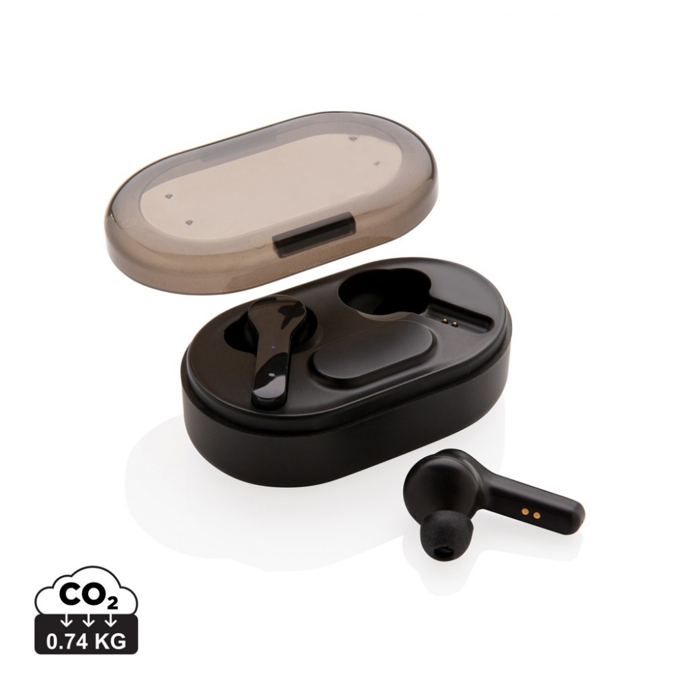 Logotrade promotional item picture of: Light up logo TWS earbuds in charging case