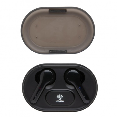 Logo trade promotional products image of: Light up logo TWS earbuds in charging case