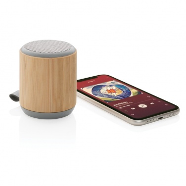 Logo trade advertising products image of: Bamboo and fabric 3W wireless speaker