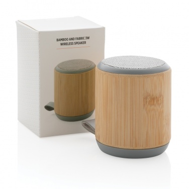 Logo trade promotional items image of: Bamboo and fabric 3W wireless speaker