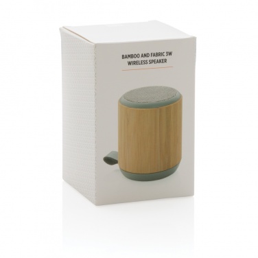 Logo trade advertising products image of: Bamboo and fabric 3W wireless speaker