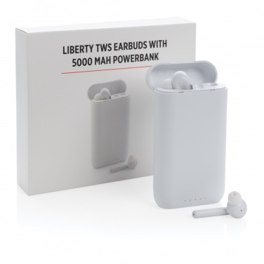 Logo trade advertising products image of: Liberty TWS earbuds with 5.000 mAh powerbank