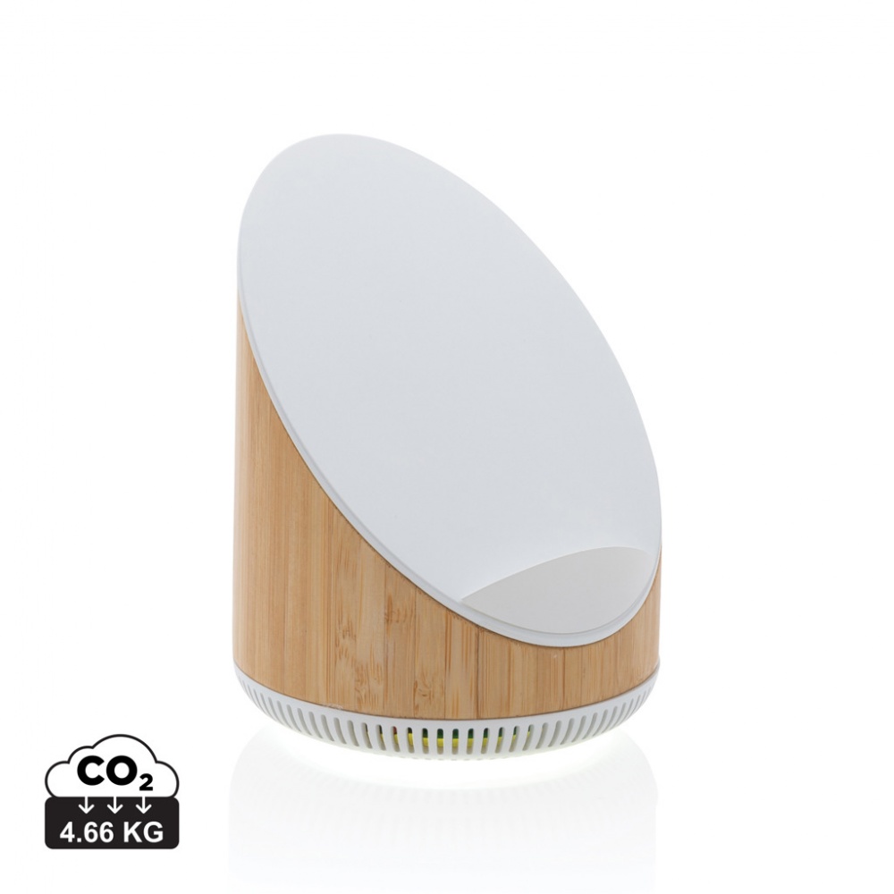 Logo trade business gift photo of: Ovate bamboo 5W speaker with 15W wireless charger