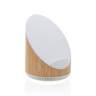 Logo trade advertising products picture of: Ovate bamboo 5W speaker with 15W wireless charger