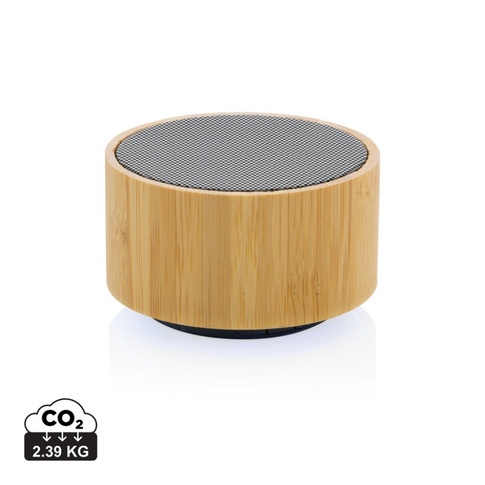 Logo trade corporate gifts image of: RCS recycled plastic and bamboo 3W wireless speaker