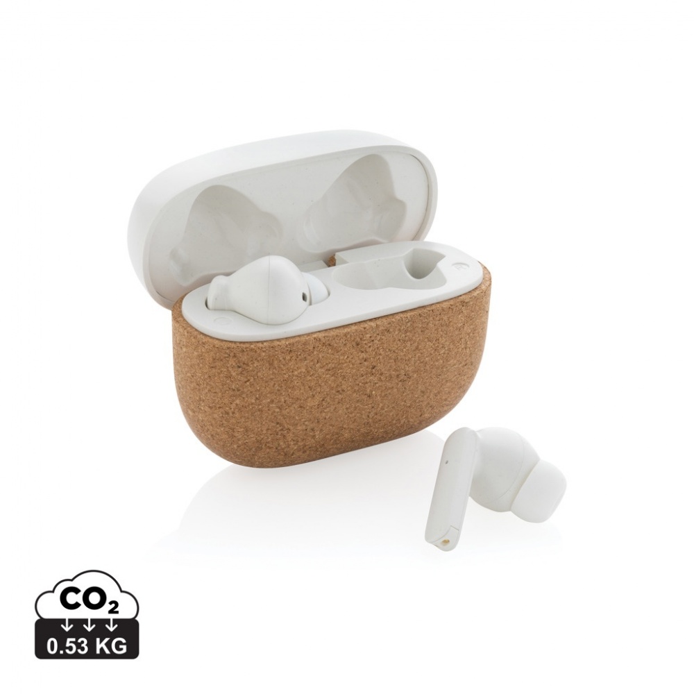 Logo trade corporate gifts picture of: Oregon RCS recycled plastic and cork TWS earbuds