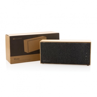 Logo trade corporate gifts picture of: Wynn 20W bamboo wireless speaker