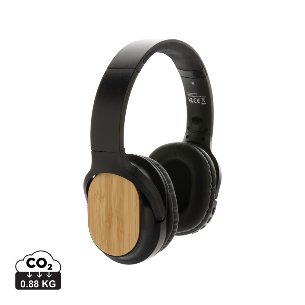 Logo trade promotional products picture of: RCS and bamboo Elite Foldable wireless headphone